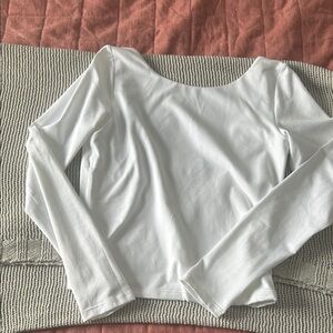 Aerie Classic White Long Sleeve Open Back Tee
